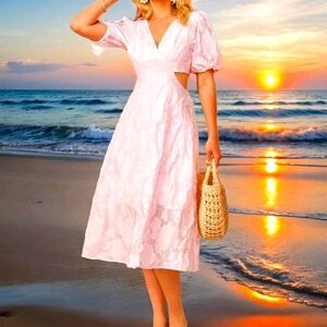 New SHEIN Pink Puff Sleeve Dress